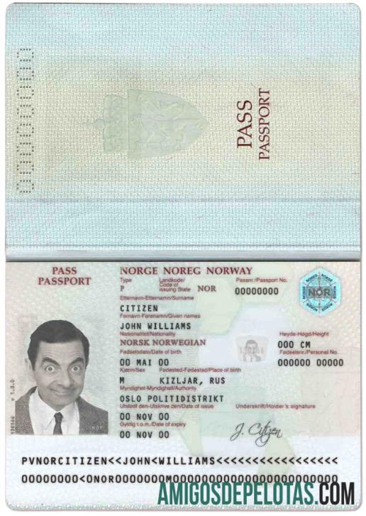 Passaporte Noruega modelo